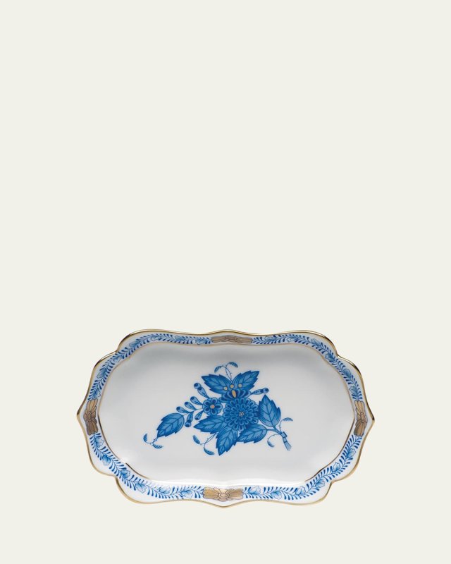 Chinese Bouquet Mini Scalloped Tray - Blue
